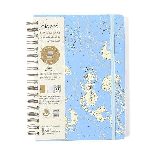 Caderno Ccero Espiral Origens Pautado 17x24 Aqua Azul 160 Fls