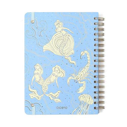 Caderno Ccero Espiral Origens Pautado 17x24 Aqua Azul 160 Fls