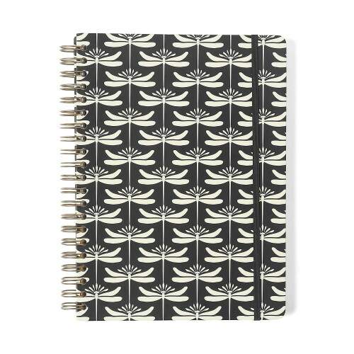 Caderno Ccero Espiral Libelulas Pautado 20x28 Preto 160 Fls