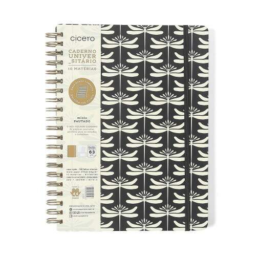 Caderno Ccero Espiral Libelulas Pautado 20x28 Preto 160 Fls