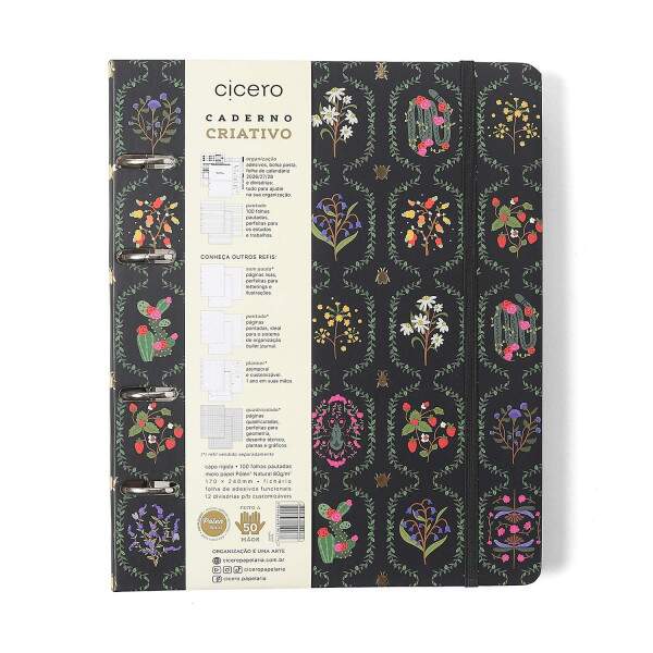 Caderno Argolado Ccero Jardim Pautado 17x24 Preto