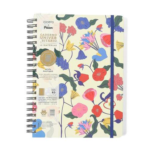 Caderno Ccero Espiral Doce Florada Pautado 20x28 Off White 160 Fls