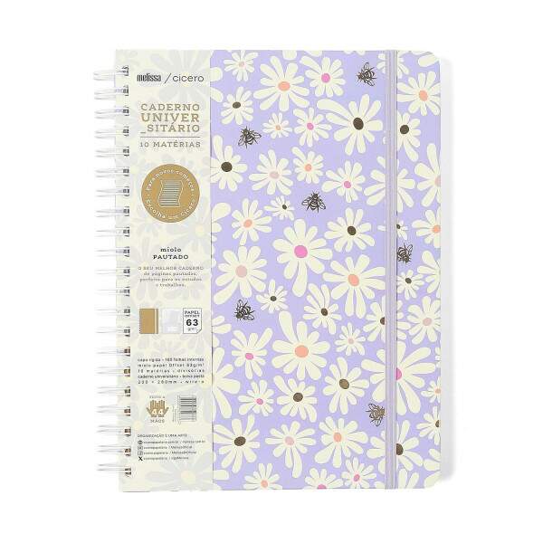 Caderno Ccero Espiral Melissa Pautado 20x28 Mini Bloomy 160 Fls
