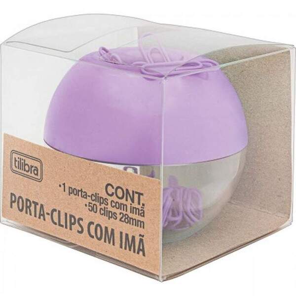 Porta Clips Tilibra Magntico Lilas 50 Und Clips