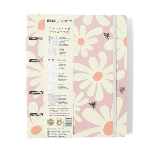 Caderno Argolado Ccero Melissa Pautado 17x24 Pink Bloomy