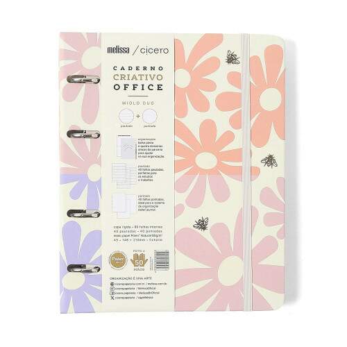 Caderno Argolado Ccero Office Duo Melissa Pautado & Pontado A5 Block Bloomy