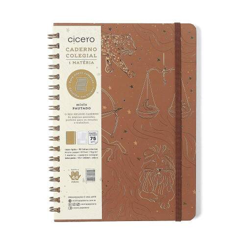 Caderno Ccero Espiral Origens Pautado 17x24 Terra 80 Fls