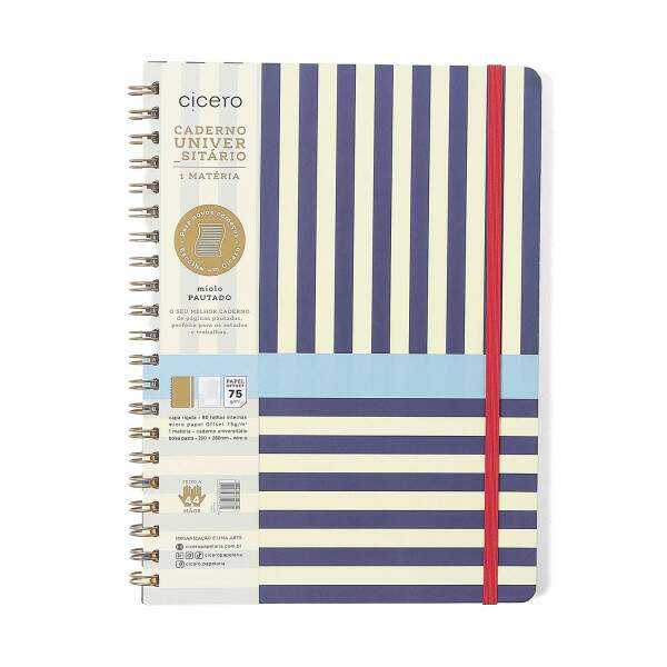 Caderno Ccero Espiral Praia Pautado 20x28 Barraca 80 Fls