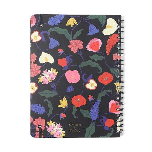 Caderno Ccero Espiral Doce Florada Pautado 20x28 Preto 80 Fls