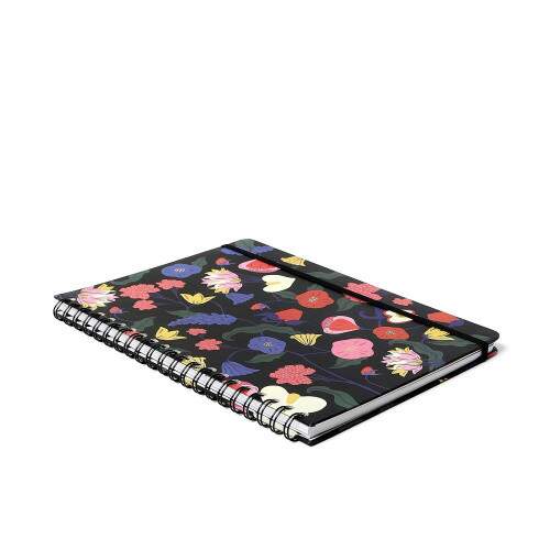 Caderno Ccero Espiral Doce Florada Pautado 20x28 Preto 80 Fls
