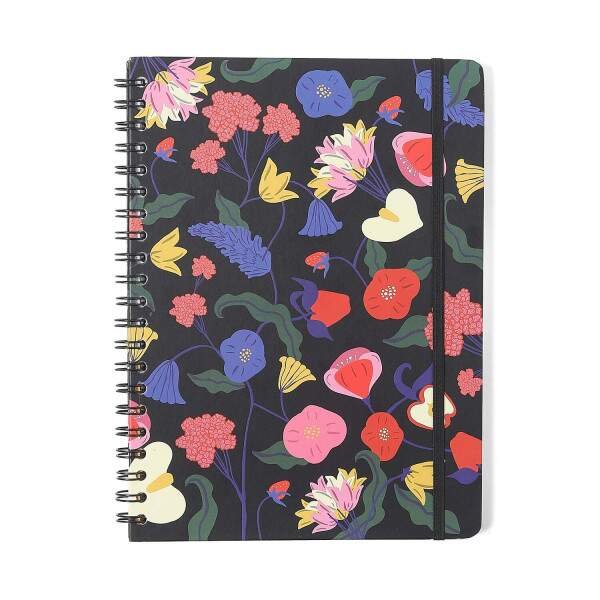 Caderno Ccero Espiral Doce Florada Pautado 20x28 Preto 80 Fls
