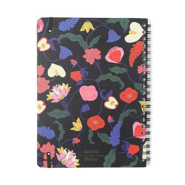 Caderno Ccero Espiral Doce Florada Pautado 20x28 Preto 80 Fls