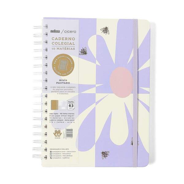 Caderno Ccero Espiral Melissa Pautado 17x24 Max Bloomy 160 Fls