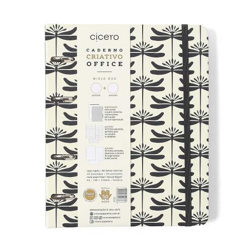 Caderno Argolado Ccero Office Duo Libelulas Pautado & Pontado A5 Off White