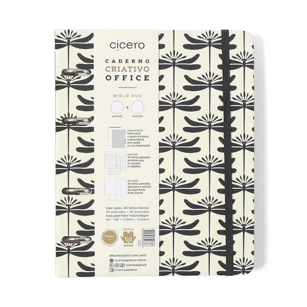 Caderno Argolado Ccero Office Duo Libelulas Pautado & Pontado A5 Off White
