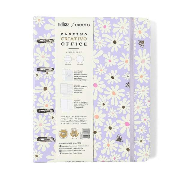 Caderno Argolado Ccero Office Duo Melissa Pautado & Pontado A5 Mini Bloomy