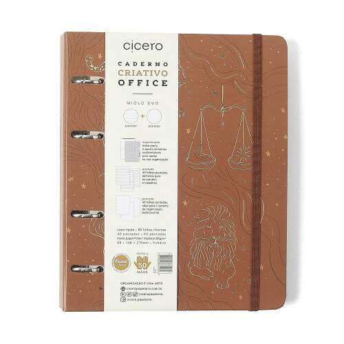 Caderno Argolado Ccero Office Duo Origens Pautado & Pontado A5 Terra