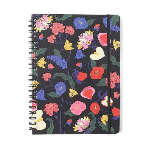 Caderno Ccero Espiral Doce Florada Pautado 20x28 Preto 80 Fls