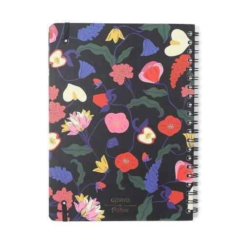 Caderno Ccero Espiral Doce Florada Pautado 20x28 Preto 80 Fls