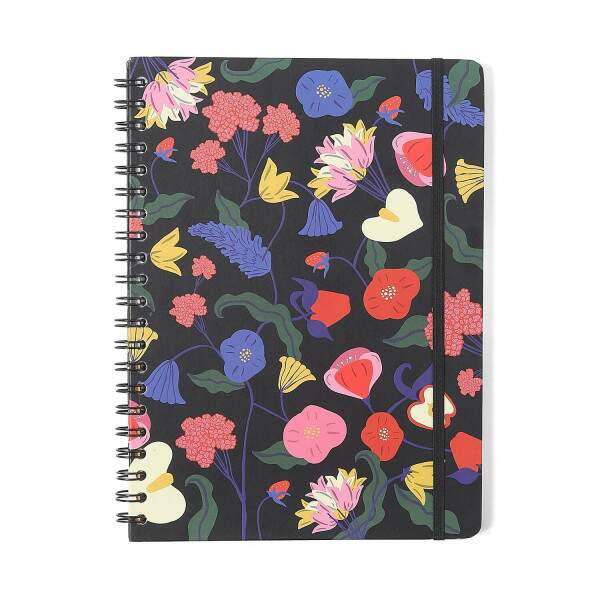 Caderno Ccero Espiral Doce Florada Pautado 20x28 Preto 80 Fls