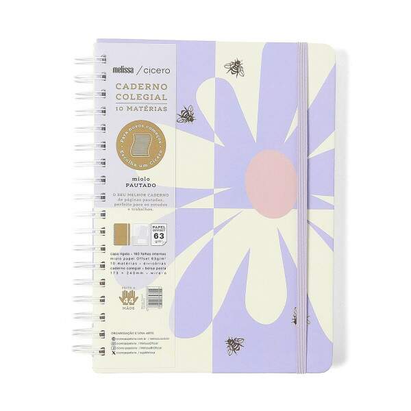 Caderno Ccero Espiral Melissa Pautado 17x24 Max Bloomy 160 Fls