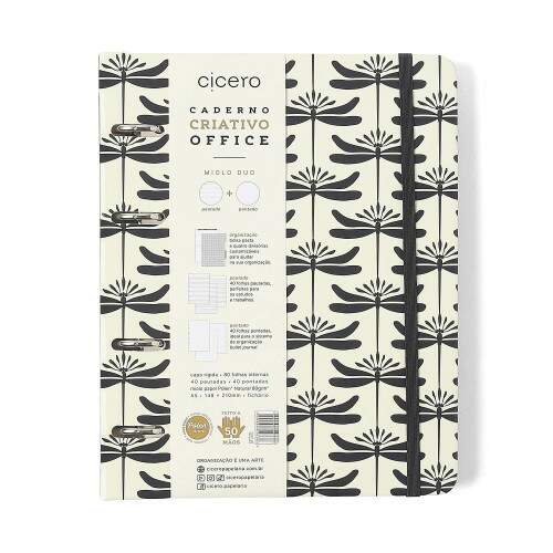 Caderno Argolado Ccero Office Duo Libelulas Pautado & Pontado A5 Off White