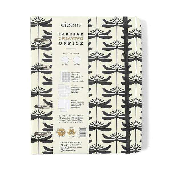 Caderno Argolado Ccero Office Duo Libelulas Pautado & Pontado A5 Off White