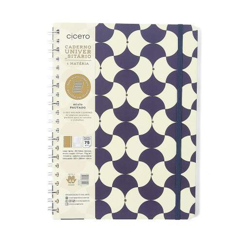 Caderno Ccero Espiral Bossa Nova Pautado 20x28 Boemia Azul 80 Fls
