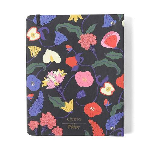 Caderno Argolado Ccero Office Duo Doce Florada Pautado & Pontado Preto