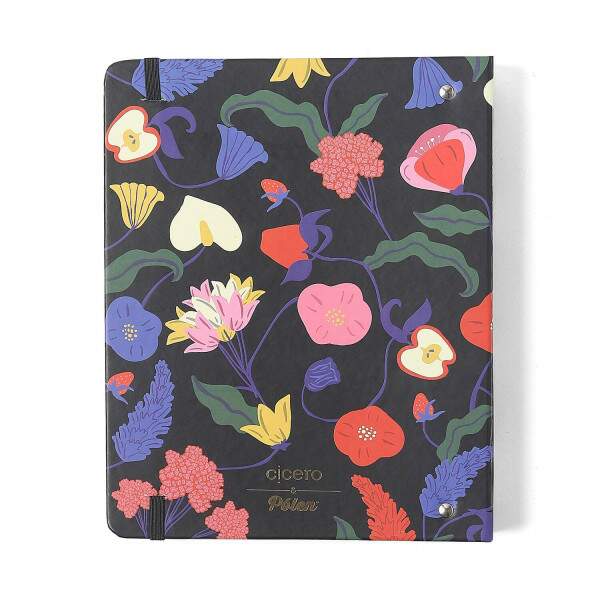 Caderno Argolado Ccero Office Duo Doce Florada Pautado & Pontado Preto