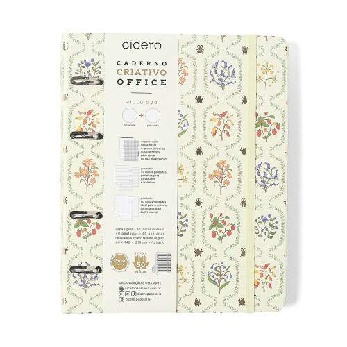 Caderno Argolado Ccero Office Duo Jardim Pautado & Pontado A5 Off White