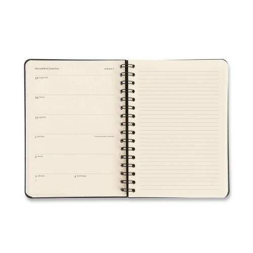 Agenda Planner Wire-o 2026 Doce Florada Semanal Anotaes A5 Preto
