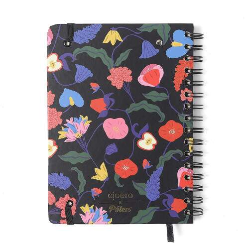 Agenda Planner Wire-o 2026 Doce Florada Semanal Anotaes A5 Preto