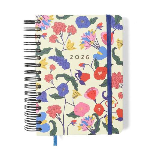 Agenda Planner Wire-o 2026 Doce Florada Diria A5 Off White