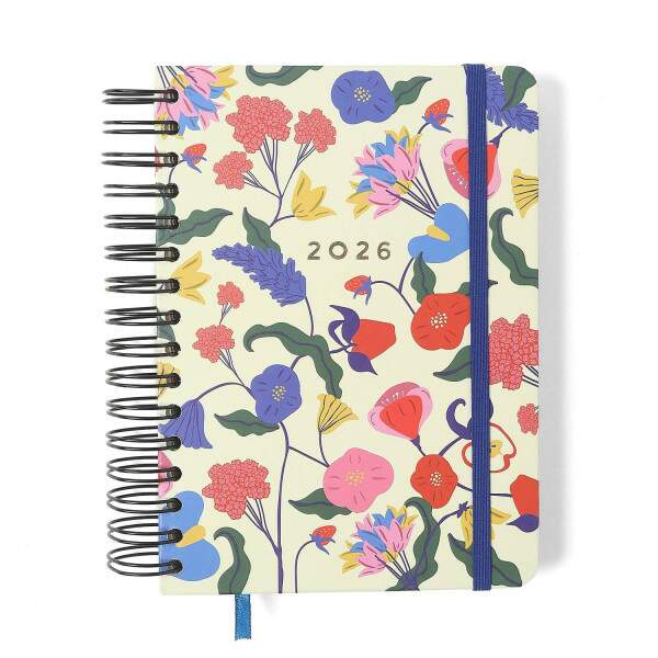 Agenda Planner Wire-o 2026 Doce Florada Diria A5 Off White