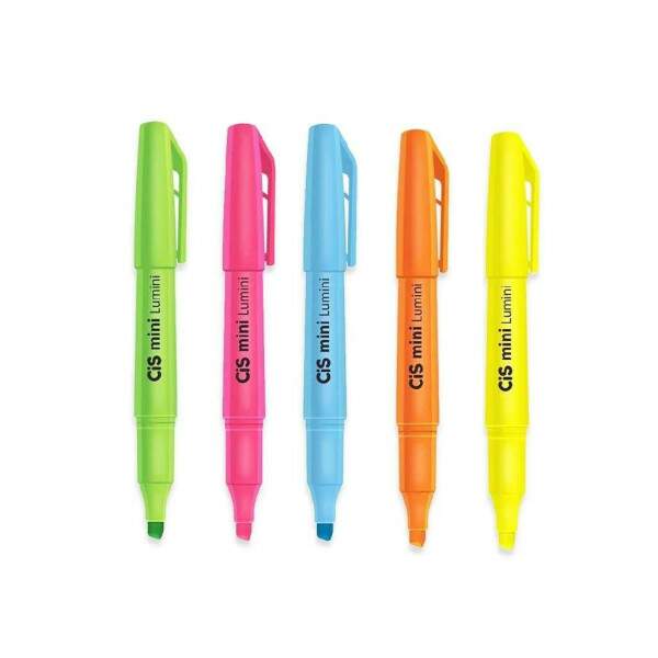 Marca Texto Cis Lumini Mini 5 Cores Neon