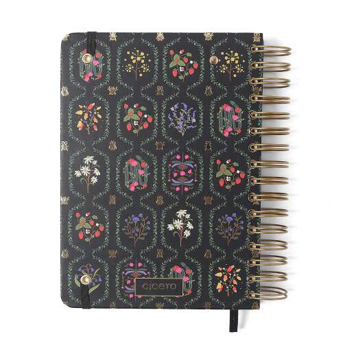 Agenda Planner Wire-o 2026 Jardim Diria A5 Preto