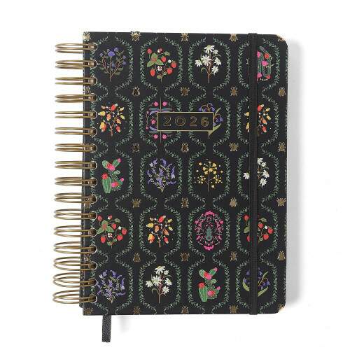 Agenda Planner Wire-o 2026 Jardim Diria A5 Preto