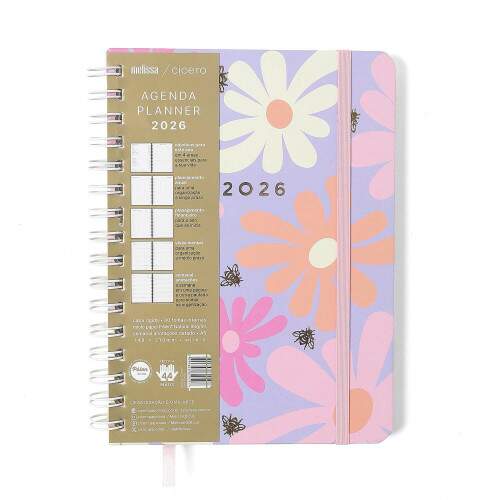 Agenda Planner Wire-o 2026 Melissa Semanal Anotaes A5 Color Bloomy