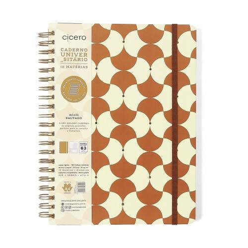 Caderno Ccero Espiral Bossa Nova Pautado 20x28 Boemia Caramelo 160 Fls