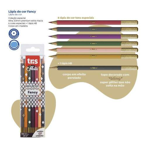 Lpis de Cor Tris Holic Fancy 6 Cores + Lpis HB