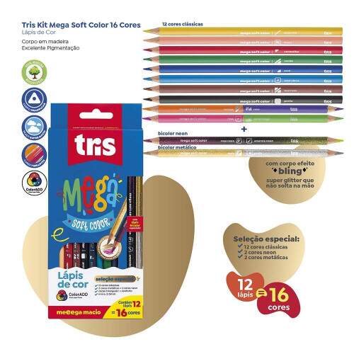 Lpis de Cor Tris Mega 16 Cores
