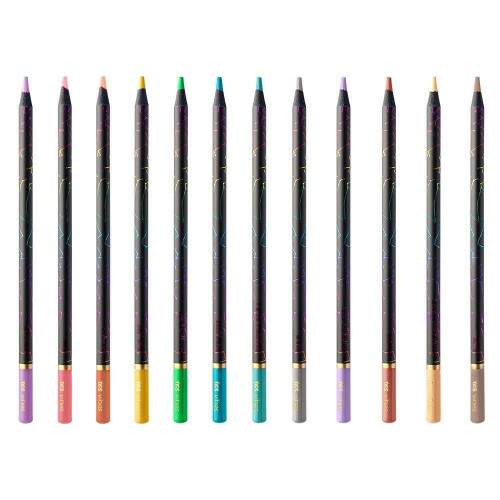 Lapis de Cor Tris Vibes Noturna 12 Cores Pastel + Metal