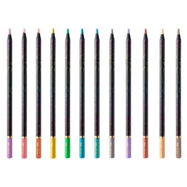 Lapis de Cor Tris Vibes Noturna 12 Cores Pastel + Metal