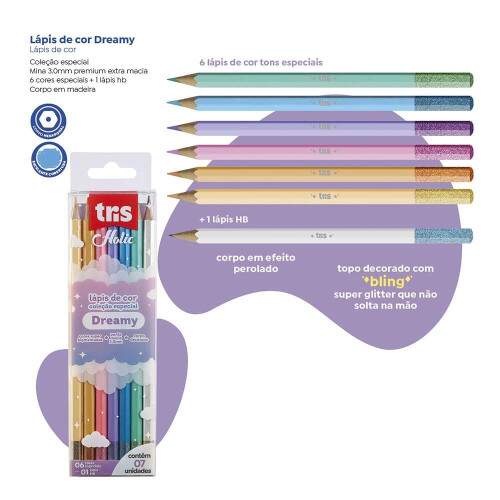 Lpis de Cor Tris Holic Dreamy 6 Cores + Lpis HB