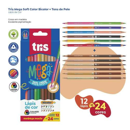 Lpis de Cor Tris Mega Bicolor 24 Cores