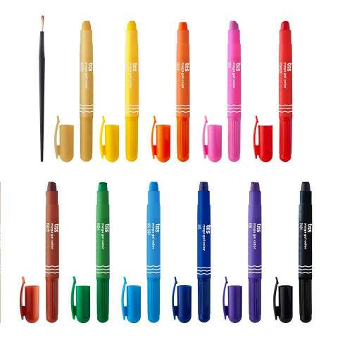 Giz Gel Tris Mega Color 10 Cores Regulares + Dourado + 1 Pincel