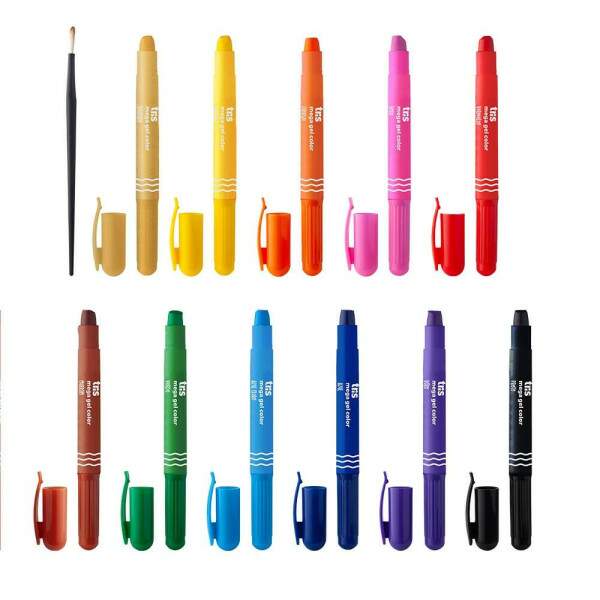 Giz Gel Tris Mega Color 10 Cores Regulares + Dourado + 1 Pincel