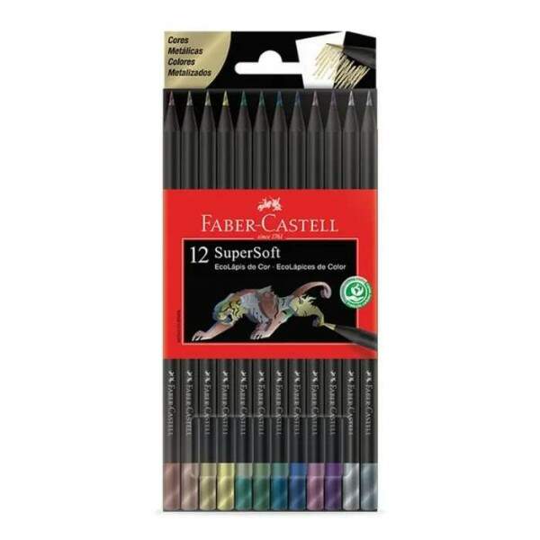 Lpis de Cor Faber Castell Super Soft 12 Cores Metlicas