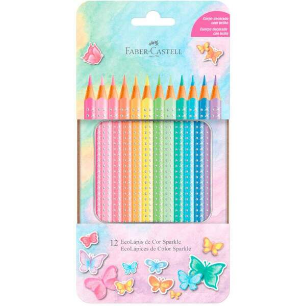 Lpis de Cor Faber Castell Triangular Sparkle 12 Cores Tons Pastel